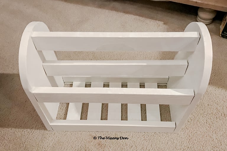 magazine rack painted with Dixie Belle White Cap
