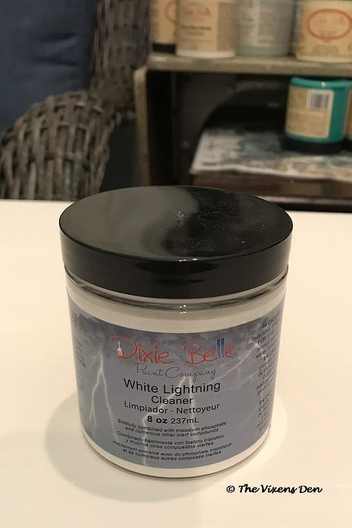 a jar of Dixie Belle White Lightning Cleaner