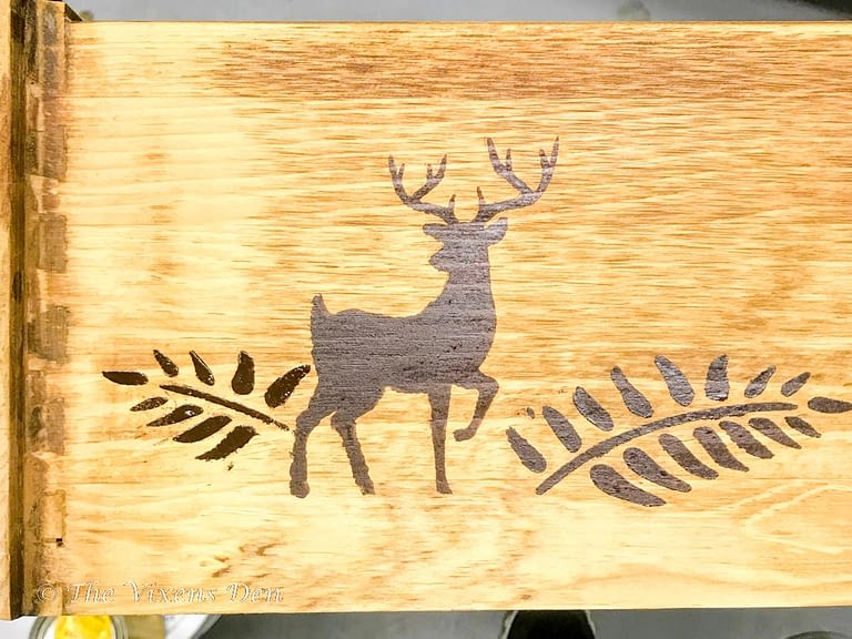 stained stencil drawer side